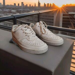 Size 9 - Nike Court Vision Low Triple White Women Sneakers Tennis Shoes